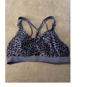 Calia by Carrie‎ UndeRwood Medium Sports Bra Blue Leopard Print Criss Cross Back